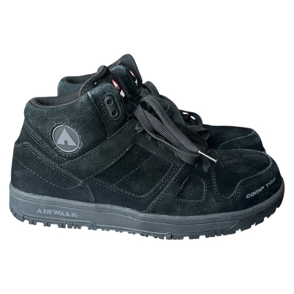 Airwalk Mongo Mid Composite Toe Suede Work Sneaker Black Mens 8.5 EE Wide AW6350 - Picture 1 of 8